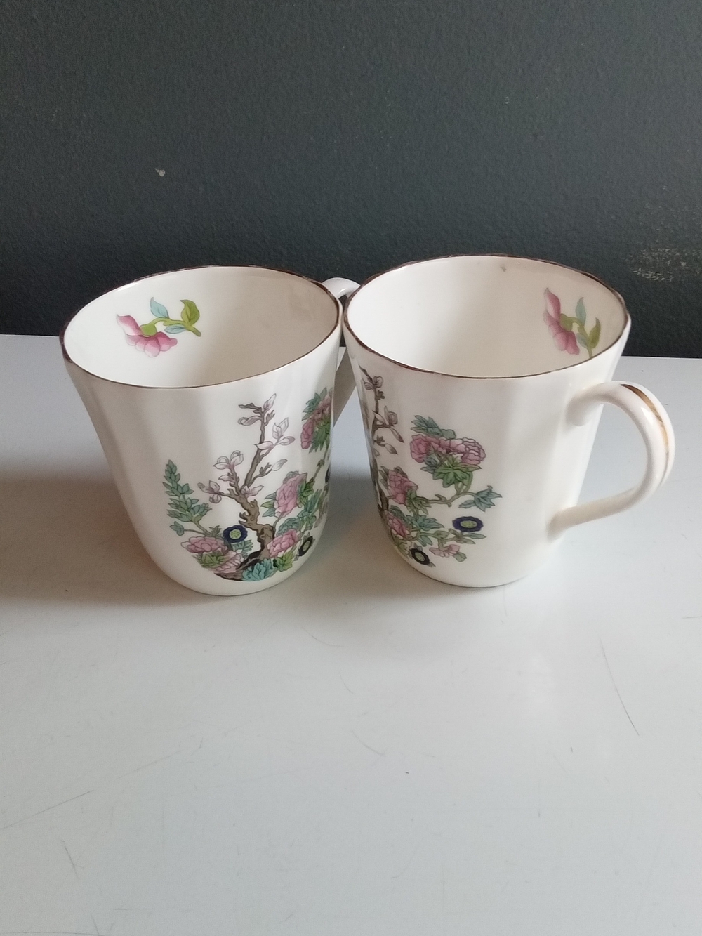 Heritage Floral Porcelain Mugs - Pink, Green, Blue